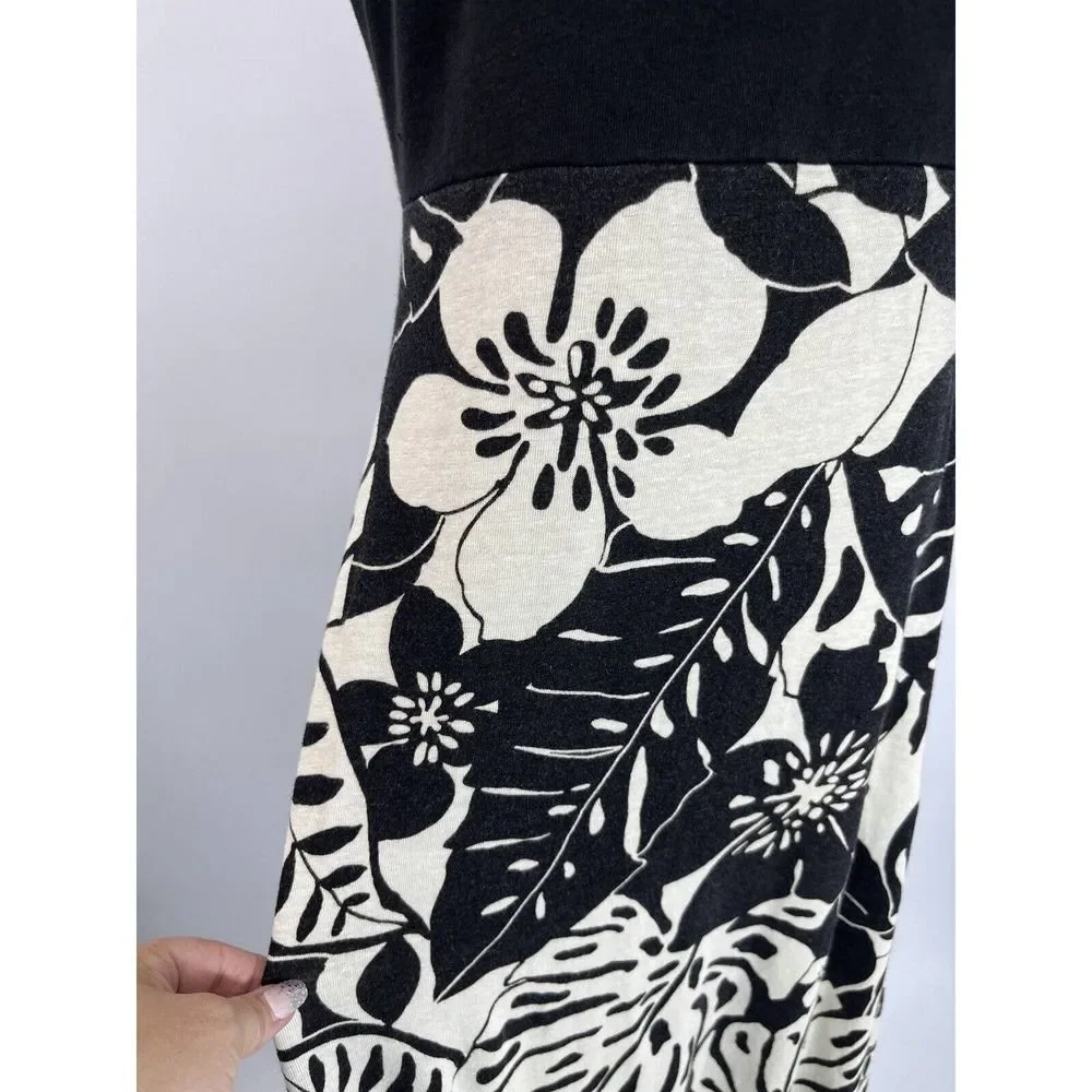 Tommy Bahama Womens Size Small Linen Blend Midi Dress Black Cream Tropical Print - Picture 9 of 12